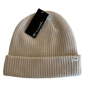 Travis Mathew Coastal Beanie Hat Tan Beige Ribbed Knit Mens Size OS NWT Outdoor